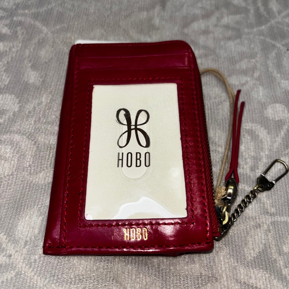 HOBO Addi Card Case Claret Red Leather Zip Wallet ID Window New - Picture 12 of 12